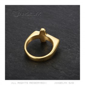 BA0405 BOBIJOO Jewelry Anello Croce Uomo Donna Bambino Acciaio e Oro