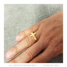 BA0405 BOBIJOO Jewelry Cross ring Man Woman Child Stainless steel & Gold