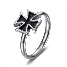 BAF0058 BOBIJOO JEWELRY Damen Bikerring Malteserkreuz Edelstahl