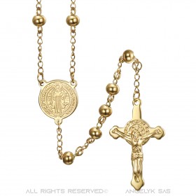 CP0058 BOBIJOO Jewelry Saint Benedict rosary Stainless steel Gold