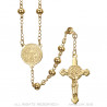 CP0058 BOBIJOO Jewelry Rosenkranz des Heiligen Benedikt Edelstahl Gold