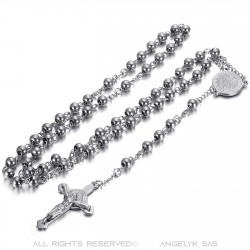 CP0058S BOBIJOO Jewelry Saint Benedict rosary Stainless steel Silver