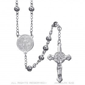 CP0058S BOBIJOO Jewelry Saint Benedict rosary Stainless steel Silver