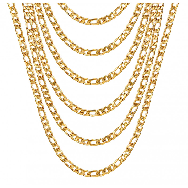 PE0011 BOBIJOO Jewelry Figaro chain Stainless steel Gold 5 mm