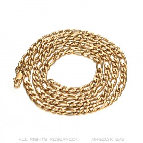 PE0011 BOBIJOO Jewelry Figaro chain Stainless steel Gold 5 mm