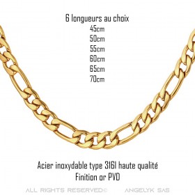 PE0011 BOBIJOO Jewelry Cadena Figaro Acero inoxidable Oro 5 mm
