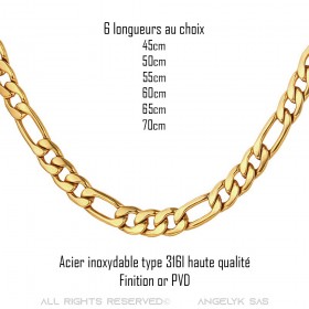 PE0011 BOBIJOO Jewelry Figaro chain Stainless steel Gold 5 mm