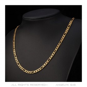 PE0011 BOBIJOO Jewelry Figaro chain Stainless steel Gold 5 mm