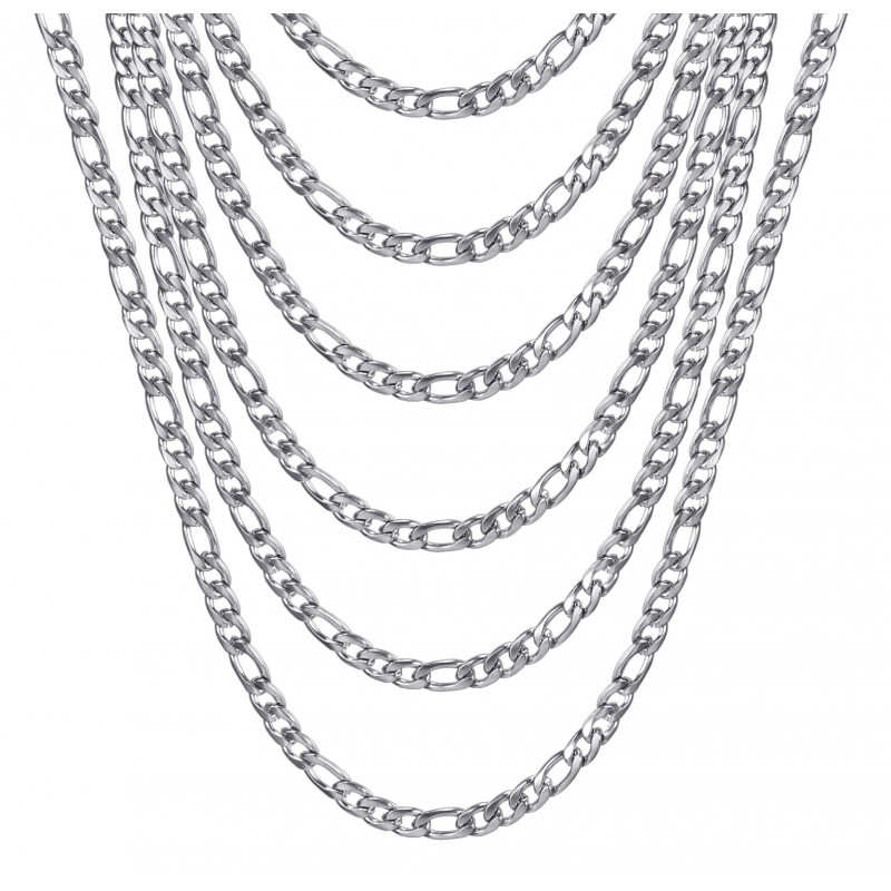 PE0011S BOBIJOO Jewelry Figaro chain Stainless steel Silver 5 mm