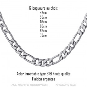 Chaine figaro Acier inoxydable Argent 5 mm  bobijoo