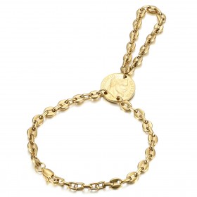 BR0295 BOBIJOO Jewelry Passa Mano Pulsera Anillo Café Grano Napoleón Oro