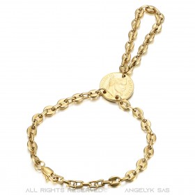 BR0295 BOBIJOO Jewelry Passa Mano Armband Ring Kaffeebohne Napoleon Gold