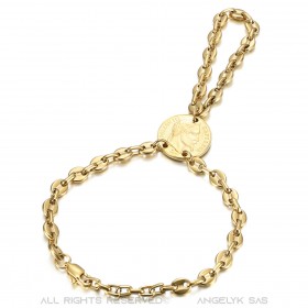 BR0295 BOBIJOO Jewelry Passa Mano Pulsera Anillo Café Grano Napoleón Oro