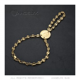 BR0295 BOBIJOO Jewelry Passa Mano Pulsera Anillo Café Grano Napoleón Oro