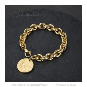 BR0296 BOBIJOO Jewelry Tiffany Napoleon style alternating mesh charm bracelet Gold