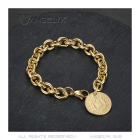 BR0296 BOBIJOO Jewelry Pulsera con dijes de malla alterna estilo Tiffany Napoleon en oro