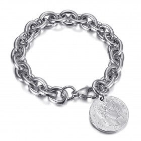 Bracelet charm maille alterné style Tiffany Napoléon Argent bobijoo