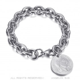 Bracelet charm maille alterné style Tiffany Napoléon Argent bobijoo