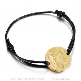 BR0297 BOBIJOO Jewelry Pulsera cordón Napoleón hombre mujer Acero Oro