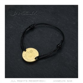 BR0297 BOBIJOO Jewelry Bracciale cordone Napoleone uomo donna Acciaio Oro