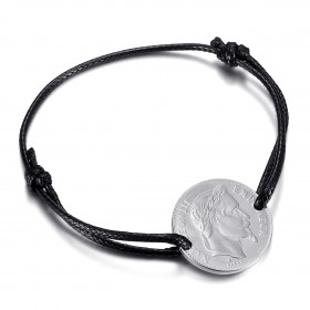 BR0297S BOBIJOO Jewelry Pulsera cordón Napoleón hombre mujer Acero Plata