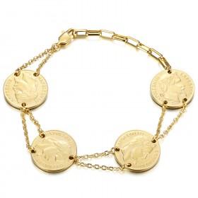 BR0298 BOBIJOO Jewelry Louis d'or Armband 4 Stück Napoleon Gold