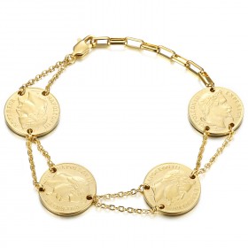 BR0298 BOBIJOO Jewelry Louis d'or bracelet 4 pieces Napoleon Gold
