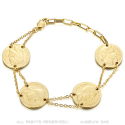 BR0298 BOBIJOO Jewelry Louis d'or Armband 4 Stück Napoleon Gold