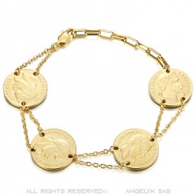 BR0298 BOBIJOO Jewelry Louis d'or Armband 4 Stück Napoleon Gold
