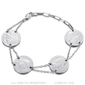 Bracelet louis d'or 4 pièces Napoléon Argent bobijoo