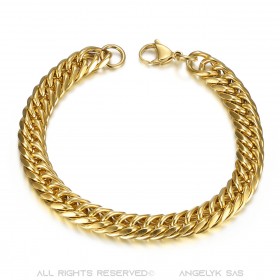 BR0173 BOBIJOO Jewelry Pulsera bordillo de oro Hombre Acero inoxidable 9mm