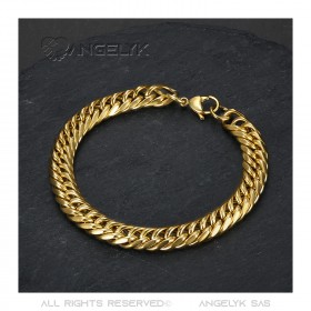 BR0173 BOBIJOO Jewelry Bracciale grumetta oro Uomo Acciaio 9mm