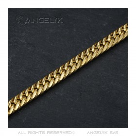 BR0173 BOBIJOO Jewelry Bracciale grumetta oro Uomo Acciaio 9mm