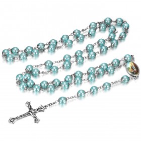CP0042 BOBIJOO Jewelry Lourdes Rosenkranz Gebet Rosenkranz Jahrzehnt Rosenkranz Perle Blau
