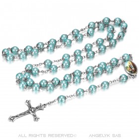 CP0042 BOBIJOO Jewelry Lourdes Rosenkranz Gebet Rosenkranz Jahrzehnt Rosenkranz Perle Blau