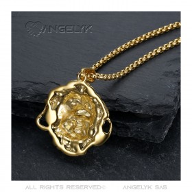 PE0339 BOBIJOO Jewelry Gold lion pendant Steel mouth ring