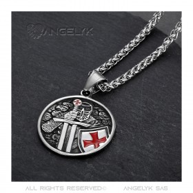 PE0340 BOBIJOO Jewelry Templar pendant knight warrior of the temple