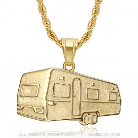 PE0342 BOBIJOO Jewelry Remolque colgante Camping Caravan Verdine Steel Gold