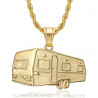 PE0342 BOBIJOO Jewelry Pendant trailer Camping Caravan Verdine Steel Gold