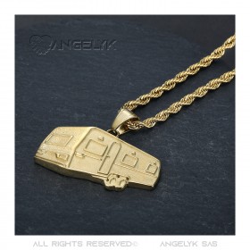 PE0342 BOBIJOO Jewelry Remolque colgante Camping Caravan Verdine Steel Gold