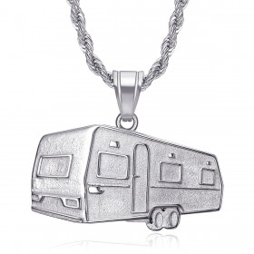 PE0342S BOBIJOO Jewelry Anhänger Anhänger Camping Caravan Verdine Stahl Silber