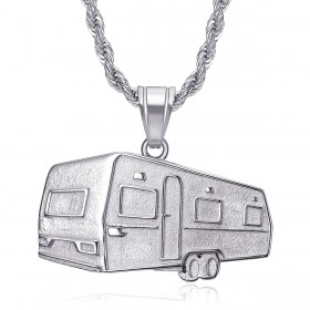 Pendentif roulotte Camping Caravane Verdine Acier Argent bobijoo