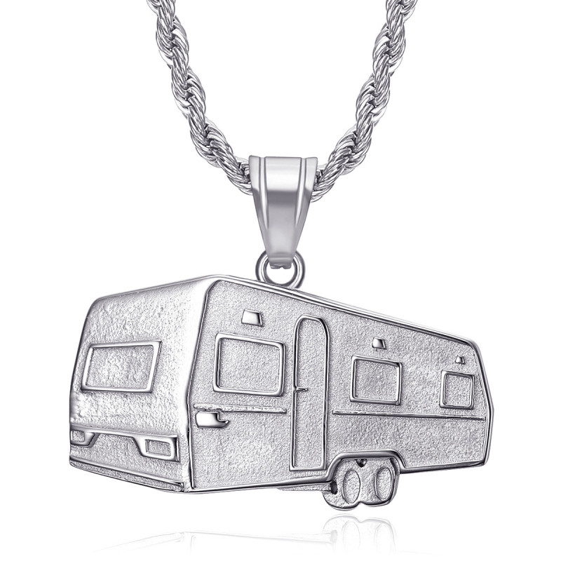 PE0342S BOBIJOO Jewelry Remolque colgante Camping Caravan Verdine Steel Silver