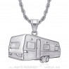 Pendentif roulotte Camping Caravane Verdine Acier Argent bobijoo