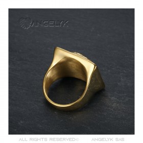 BA0406 BOBIJOO Jewelry Anillo Jesús cuadrado Anillo de sello Cristo Acero inoxidable Oro