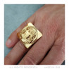 BA0406 BOBIJOO Jewelry Square Jesus ring Signet ring Christ Stainless steel Gold