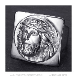 BOBIJOO JEWELRY Ring Siegelring Mann Kreuz von Lothringen Patriarchalischen Edelstahl Silber 