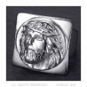 BA0406S BOBIJOO Jewelry Quadratischer Jesus Ring Siegelring Christus Edelstahl Silber