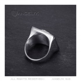 BA0406S BOBIJOO Jewelry Square Jesus ring Signet ring Christ Stainless steel Silver