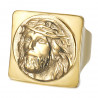 BA0406 BOBIJOO Jewelry Quadratischer Jesus Ring Siegelring Christus Edelstahl Gold